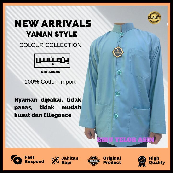 Baju Koko Yamani Habaib/hadramaut bin abbas jumbo Biru telor asin