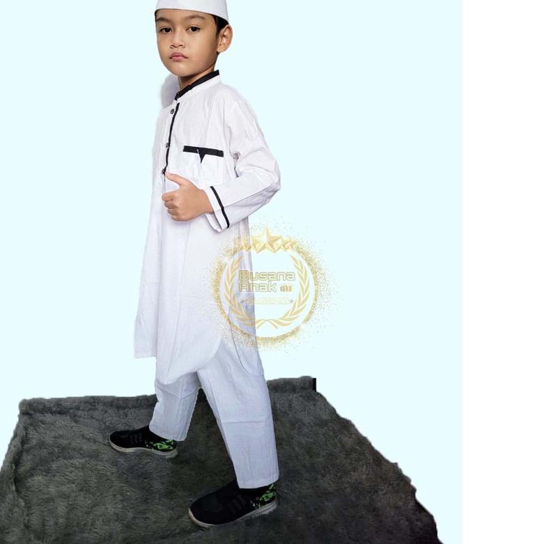 ♕ Koko Kurta Hadroh Putih / Setelan Busana Muslim Anak Laki-Laki Baju koko Putih Hadroh ◄