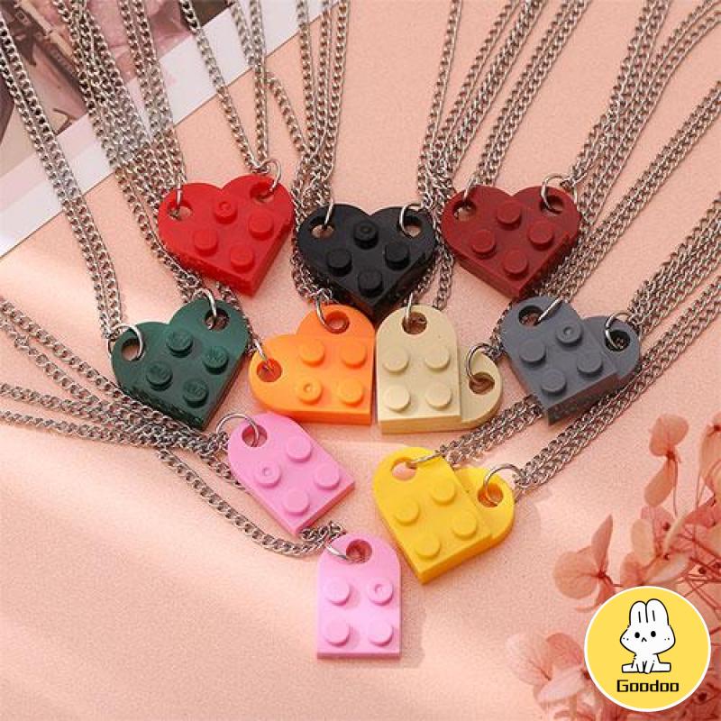 Kalung Rantai Liontin Hati Lego Lucu Untuk Pasangan / Pria / Wanita -Doo