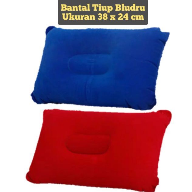 Bantal tiup angin bludru travel pillow