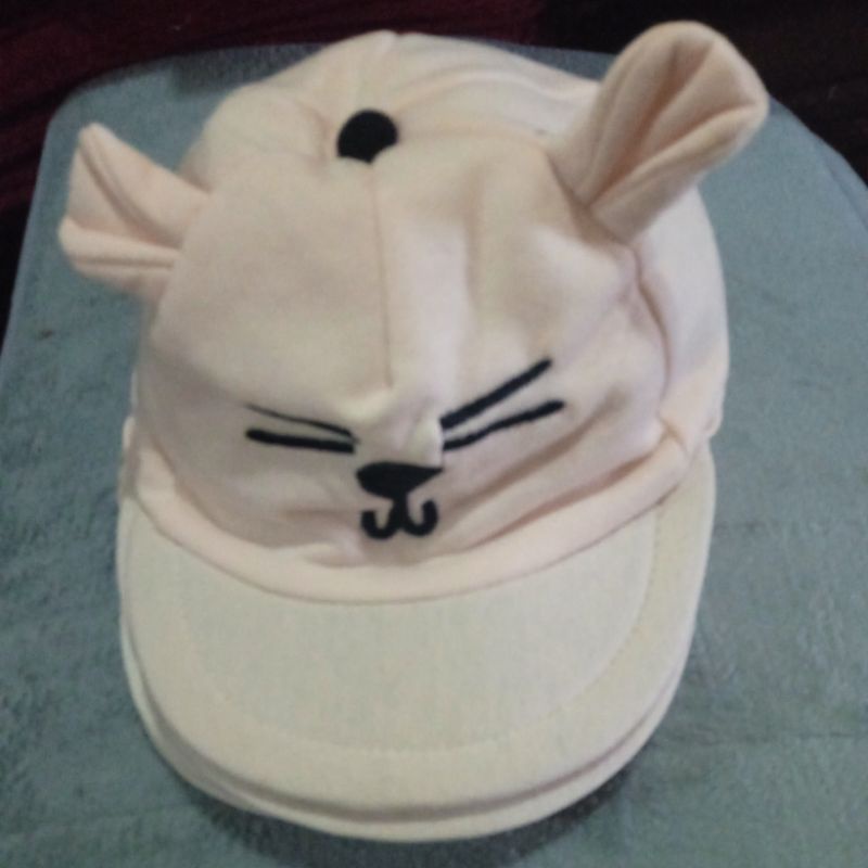 LYSASHOP - Topi Anak Bayi Lucu Motif Kucing/Topi Kupluk Bayi-Cream