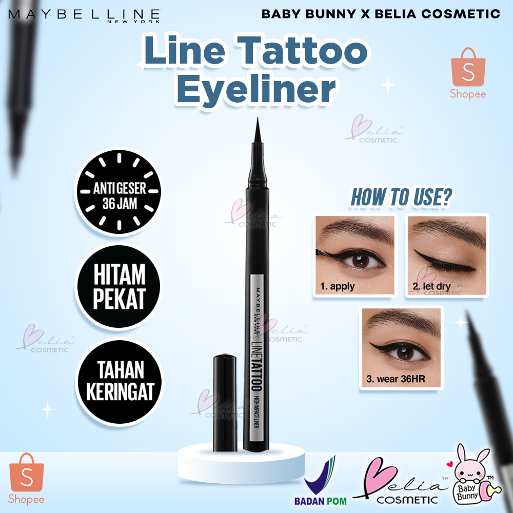 ❤ BELIA ❤ MAYBELLINE Eyeliner Tattoo High Impact | Eye Liner Spidol Hitam Pekat Tahan Lama