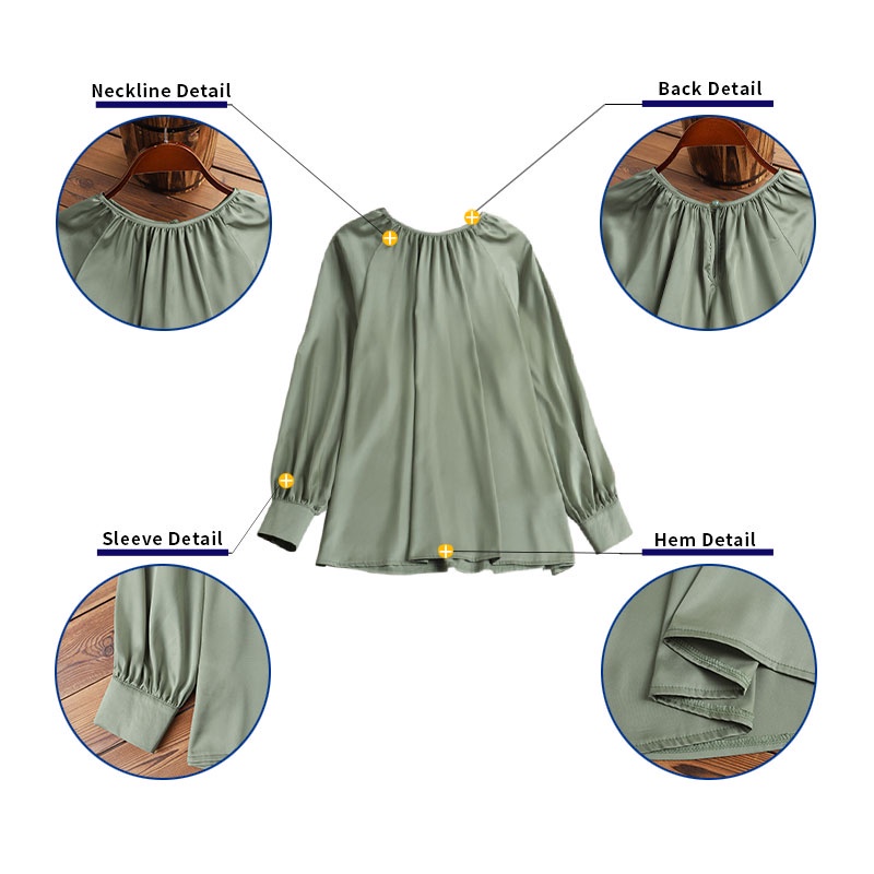 ZANZEA Women Button Cuffs Fashion Puff Full Sleeved Silk Blouse