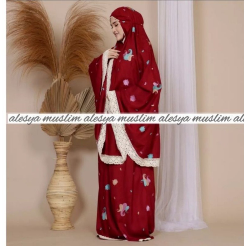 MUKENA RAYON MOTIF KEONG RENDA RAJUT  ALESYA