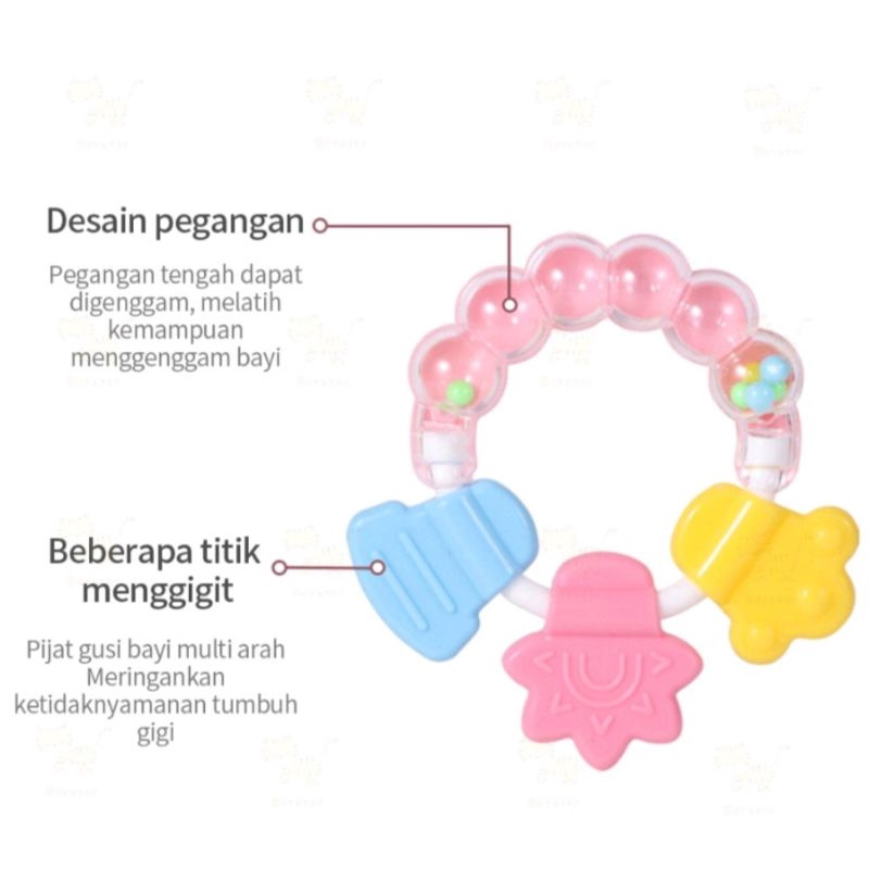 TEETHER MAINAN GIGITAN BAYI SILIKON BENTUK GELANG BULAT