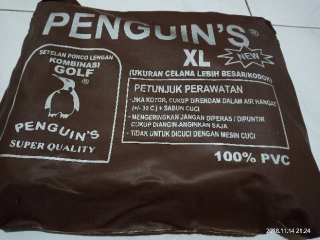 Jas hujan ponco lengan + Celana kombinasi GOLF Penguins