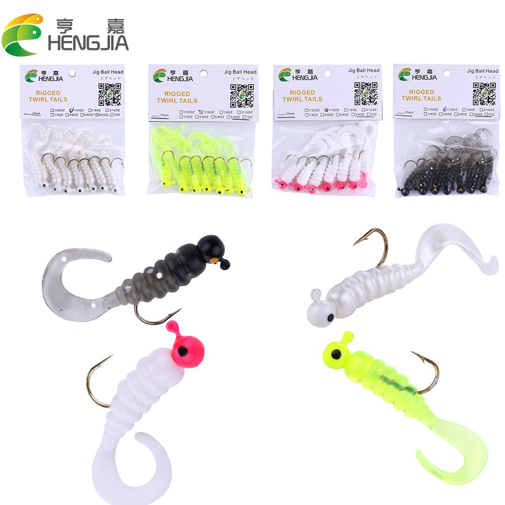 Hengjia 7pcs / Kantong Umpan Pancing Jighead Lembut 1.75g 4 Warna Dengan Kail Wobbler