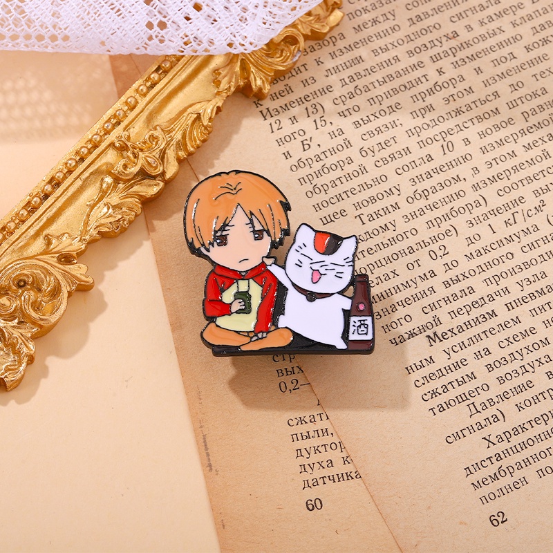 Bros Pin Desain Natsume and The Cat Untuk Aksesoris Pakaian