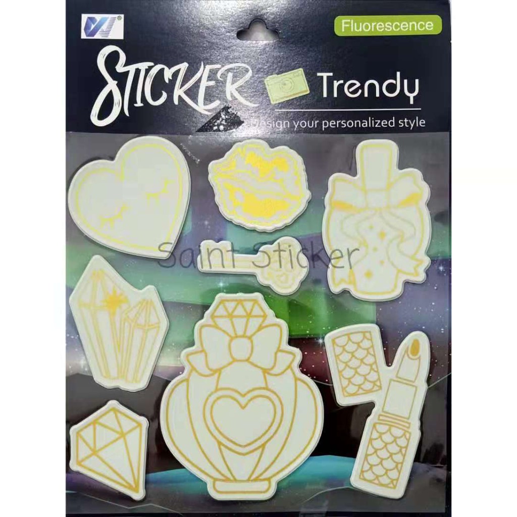 

Fluorescence Luminous Sticker Stiker Glow in the Dark Anak Timbul Edisi Parfum Lipstik Besar