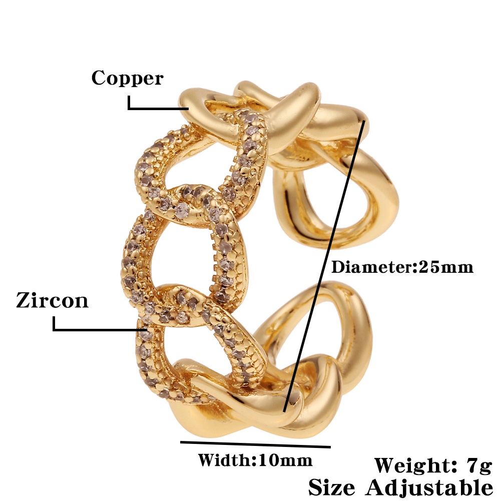 Perhiasan geometris kepribadian cincin tembaga berlapis emas cincin berlebihan kecil cincin Baru