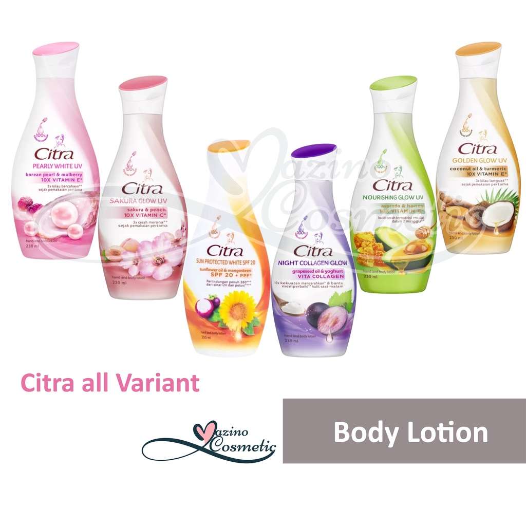 Citra Hand Body Lotion Pearly Glow | Pearls Mulberry | Sakura Glow | Sunflower | Golden Glow | Nourishing White UV | Ight Collagen Glow Lotion 210ml