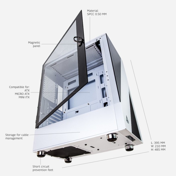 PC Case Gaming Paradox Yukiona White Tempered Glass