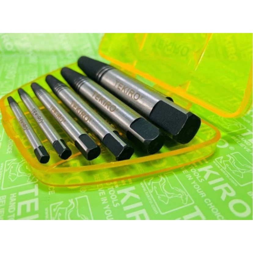 TAP BALIK TEKIRO 6 Pcs ukuran M3 sampai M25 - Pembuka Skrup Rusak Manual - Pembuka Baut Rusak Patah - Screw Remover - Screw Extractor Set TEKIRO SD-EX0926