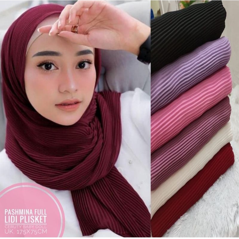 Pasmina Pliskit 180x75  Ceruty Babydoll Full Lidi Premium / Pasmina Pliskit Ceruty Instan / Pasmina Ceruty