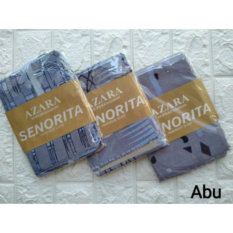 (original Azara) segi empat SENORITA MOTIF LC •• hijab segi empat Motif-Abu