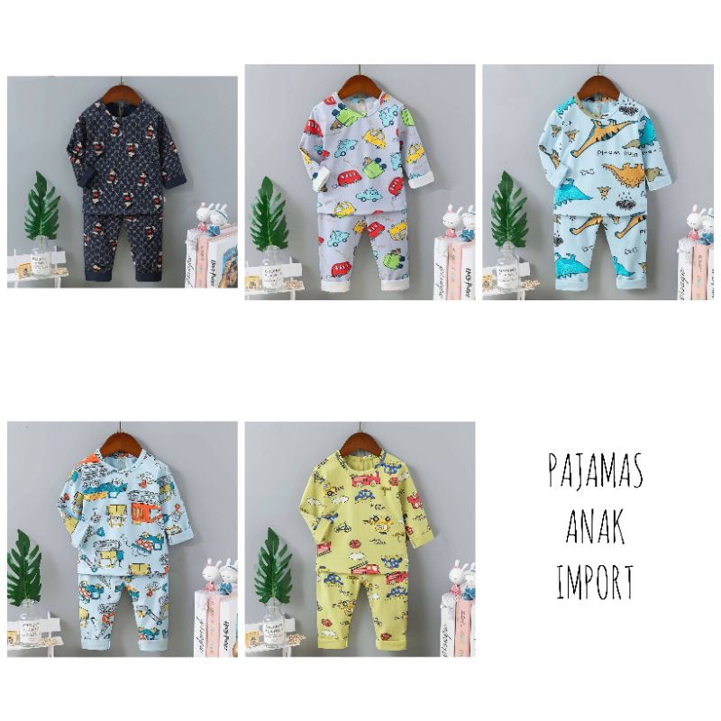 BAJU TIDUR ANAK IMPORT SETELAN/STELAN PAJAMAS/PIYAMA FULLPRINT (IMPORT)