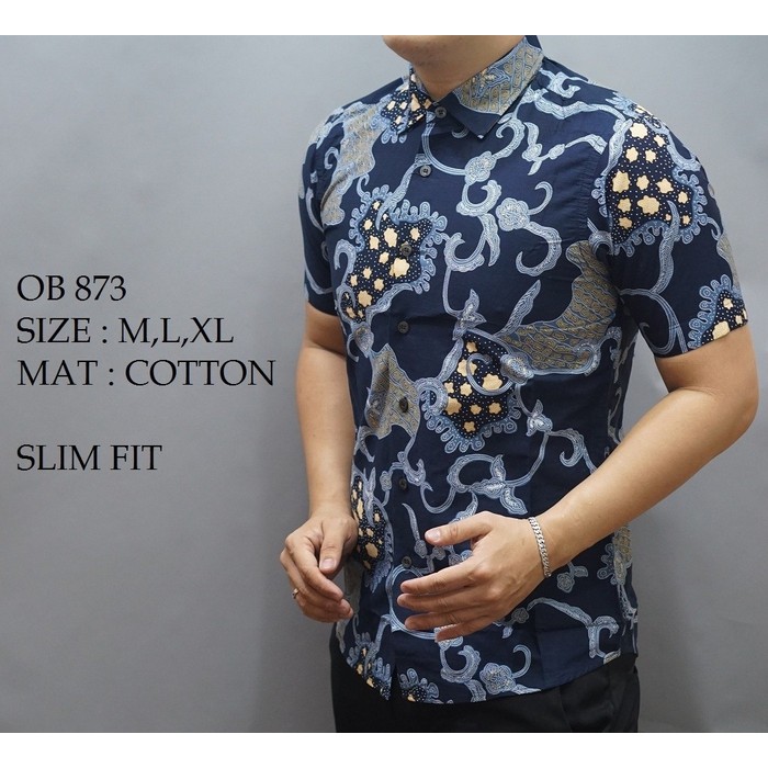 BATIK KEMEJA PRIA SLIM FIT MEWAH OB 873