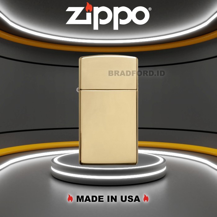 Korek Zippo Slim High Polish Brass 1654B Original Garansi Resmi
