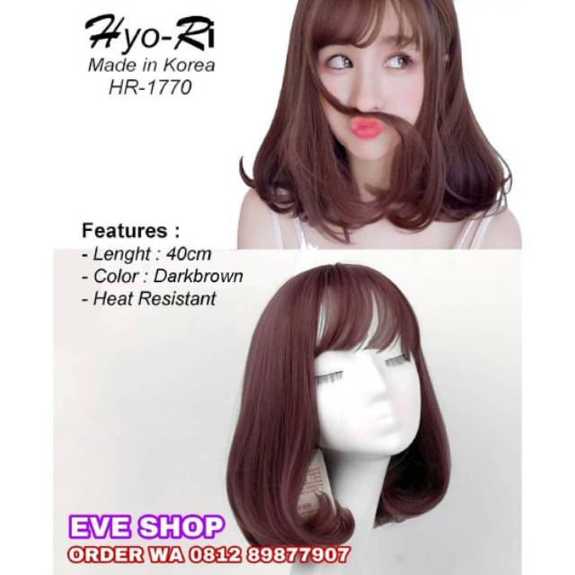 WIG WANITA CEWEK WIG PENDEK LURUS BOB PONI DEPAN WIG KOREA NATURAL COKLAT ADA KULI KEPALA