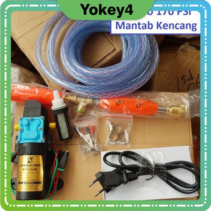 A63 Set Pompa DC Mini Steam Alat Cuci Motor AC Mobil 170 Psi Gratis Nepel Selang Dan Sprayer
