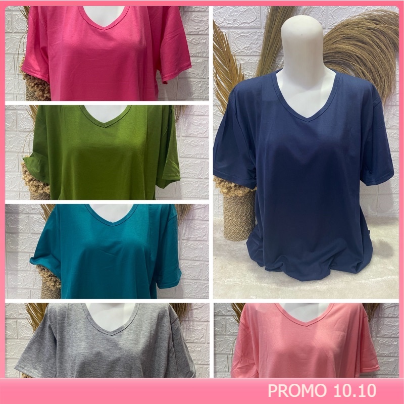 Kaos Polos Pendek V Neck Kaos Deker Pendek Kaos V neck XXXL SUPER JUMBO