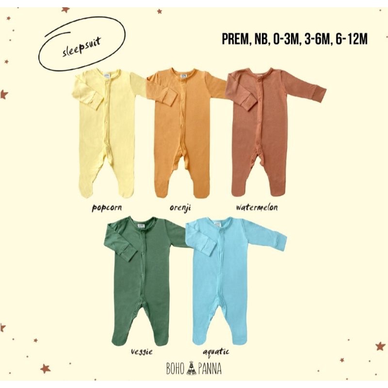 Sleepsuit Snap Bohopanna B47 / Sleepsuit Bayi Polos / Sleepsuit Bayi Unisex / Sleepsuit Bayi Polos Katun / Sleepsuit Bayi Bohopanna