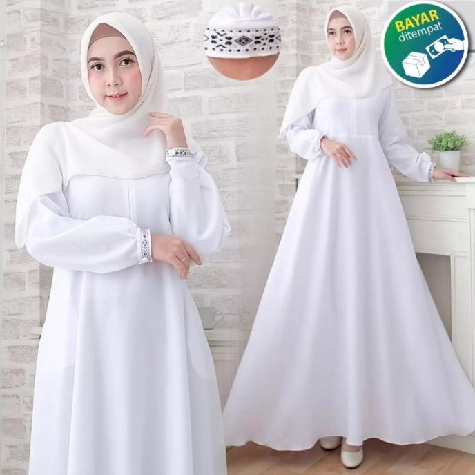 COD Promo Gamis Putih Remaja Gamis Muslim Terbaru Fashion Muslim 2021 Gami