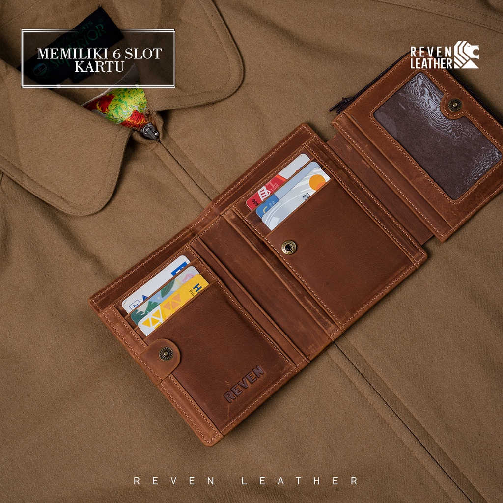 REVEN LEATHER - Aslan wallet dompet pria kulit asli model lipat tanggung