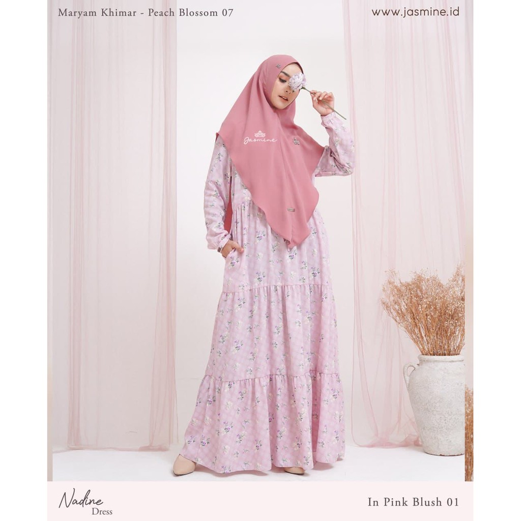 NADINE DRESS BY JASMINE GAMIS FASHION BUSANA SYARI BUSUI MUSLIM BUSUI MAT AURORA CREPE