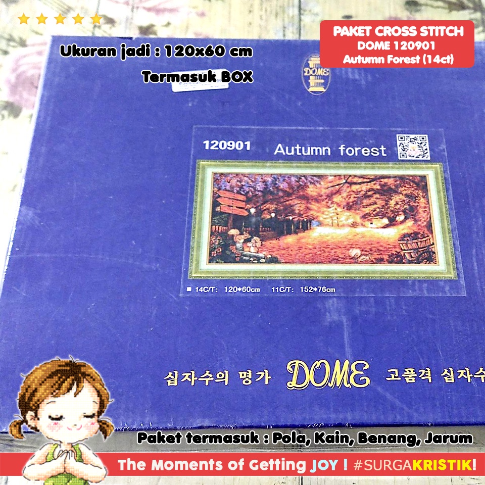 Paket DIY Craft Sulam Kristik Strimin DOME 120901 Autumn Forest Fall Musim Gugur Nature Pemandangan