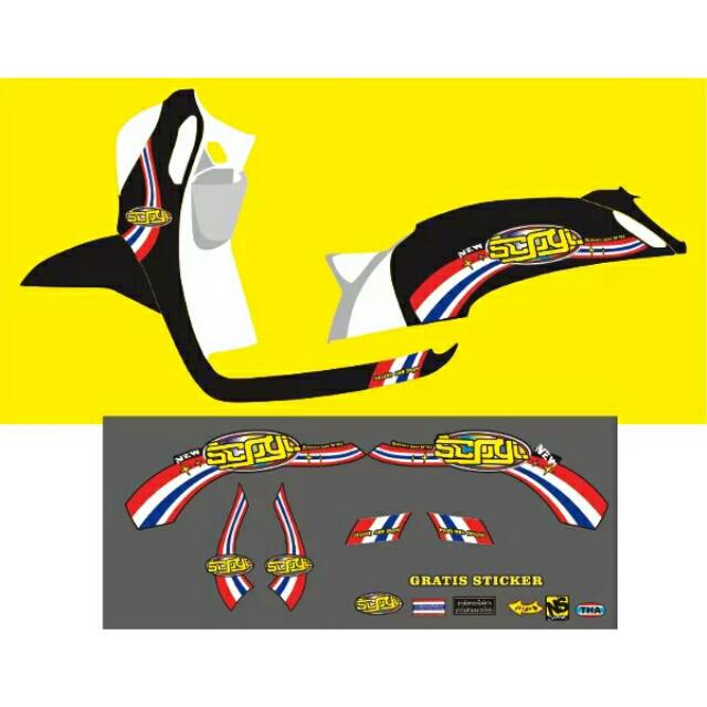 Striping scoopy flag thailand sticker scoopy lis flag thailand lis body scoopy bendera thailand