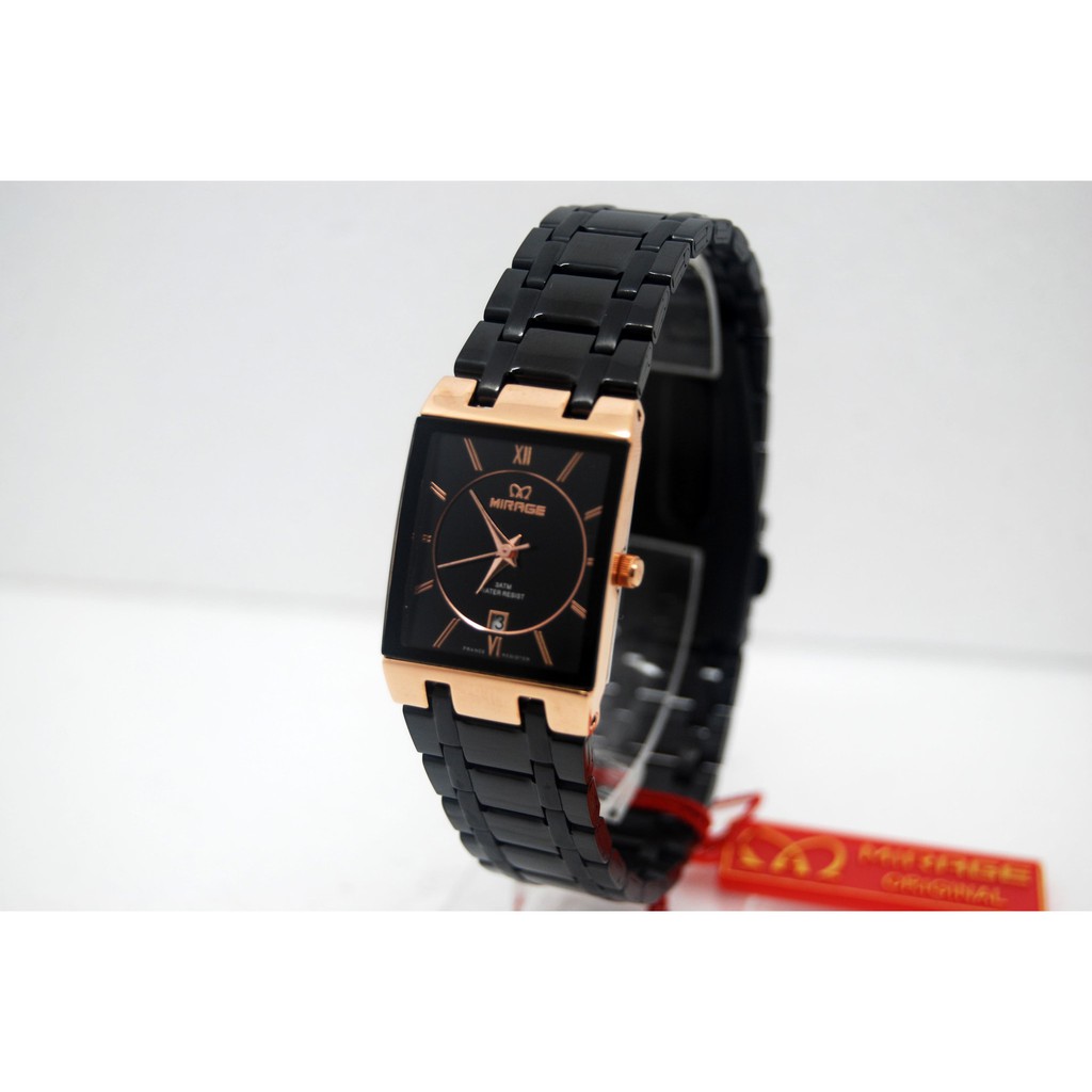 PROMO MURAH JAM TANGAN ORIGINAL Mirage Jam Tangan wanita 7908L Comb Black/RoseGold
