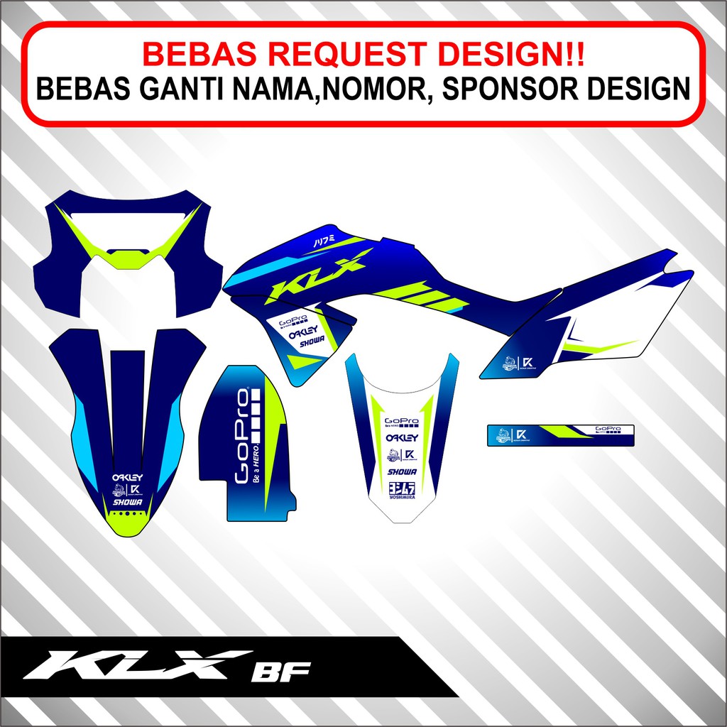 Decal Klx Bf Full Body biru putih keren motif