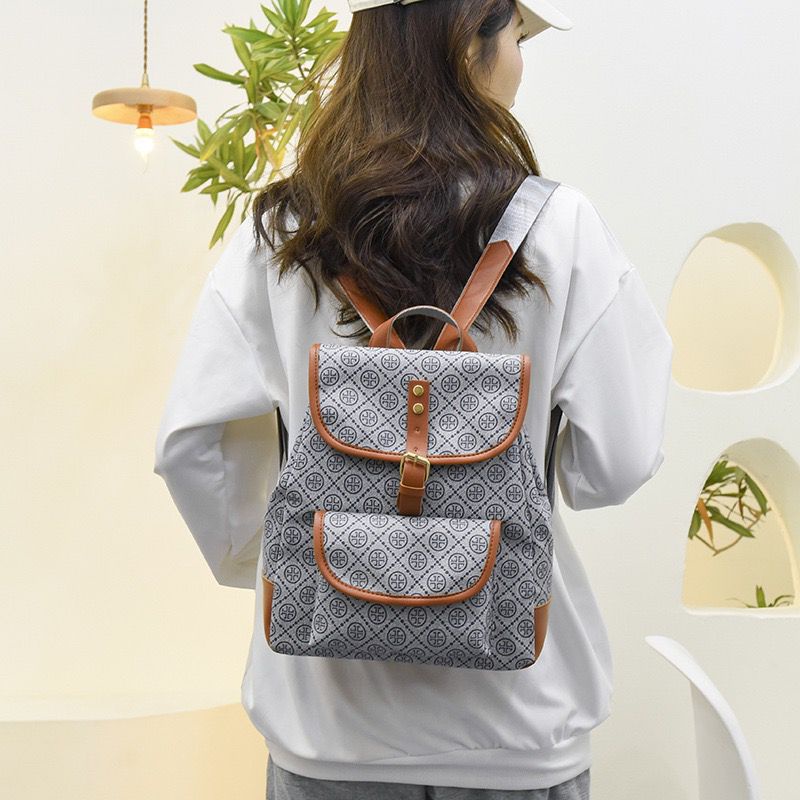 BJ16507 - GRAY/KHAKI - TAS RANSEL WANITA FASHION IMPORT MODIS ELEGAN TERMURAH TERLARIS TERBARU BAGSTORE JAKARTA TAS BATAM EL6507