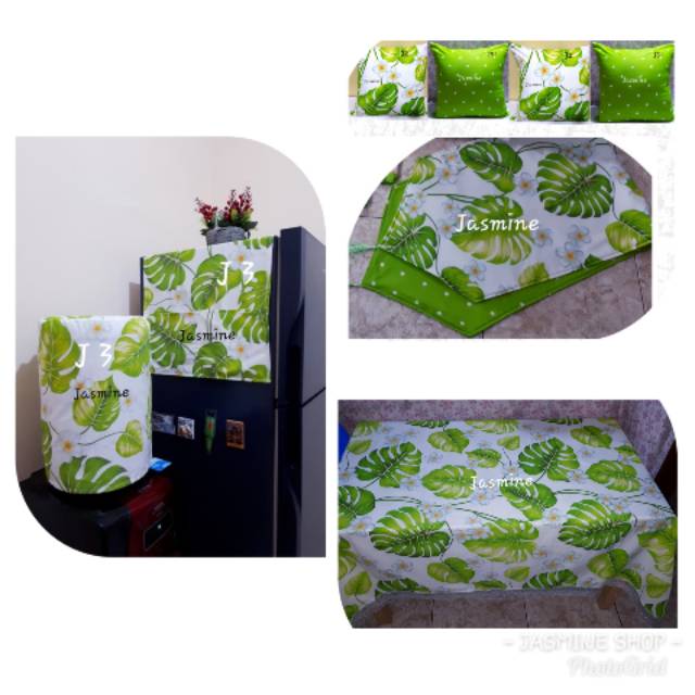Set Taplak meja Tamu & 5 Sarung Bantal sofa, Tutup Galon & Tutup kulkas, Taplak meja makan