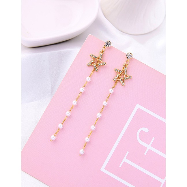 LRC Anting Tusuk Fashion Star Pearl Star Earrings D09836