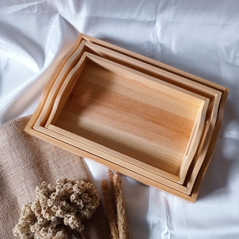 Nampan Kayu Pinus / Tray / Baki Kayu Pinus / Tempat Seserahan Aesthetic