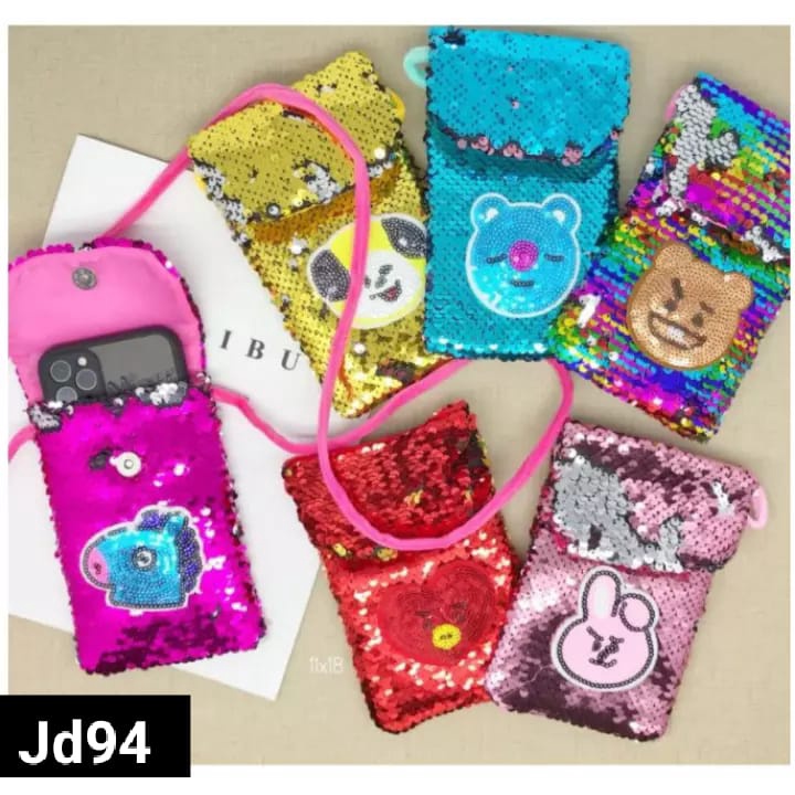 TAS BONEKA BT21 SEQUIN 1 RUANG JD-94