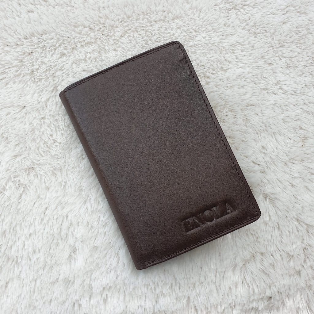 ENOLA Dompet Pria Kulit Asli Model Lipat Buku Paspor Berdiri 3/4 Dompet Kulit Sapi Asli 3412 Enola Original-4
