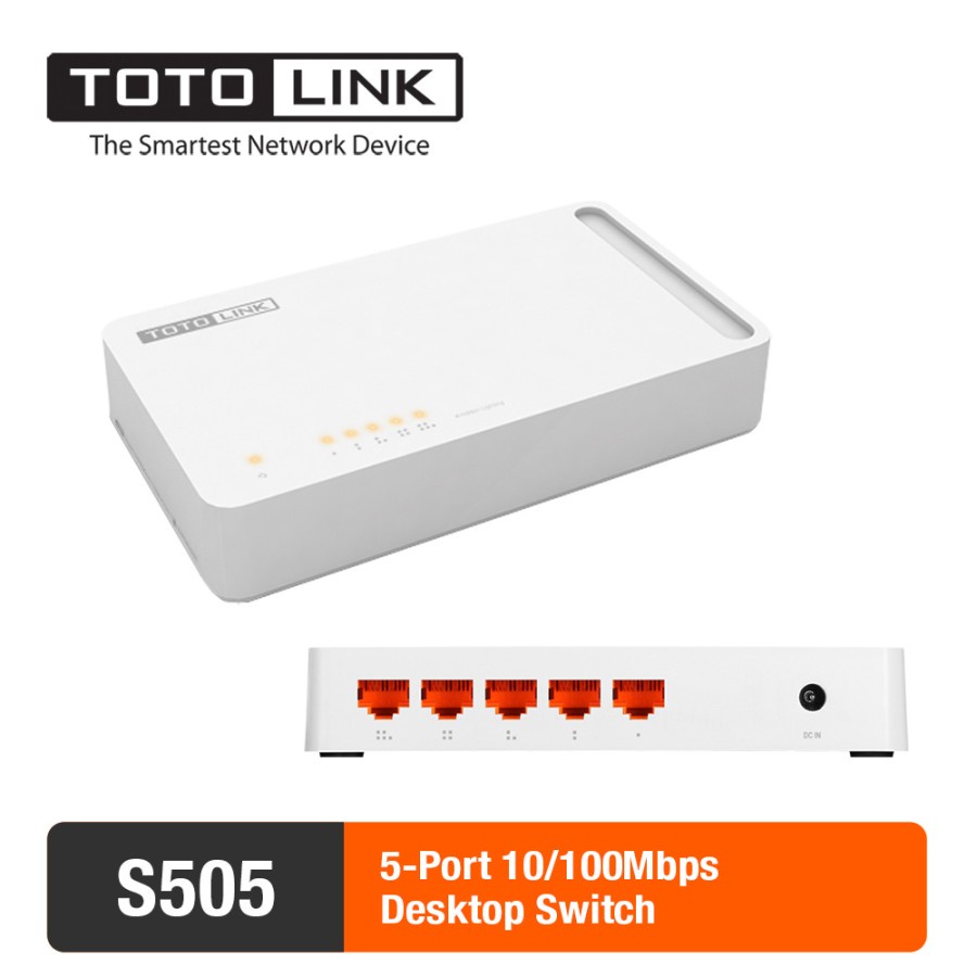 Switch Desktop 5 Port 10/100Mbps - TOTOLINK S505