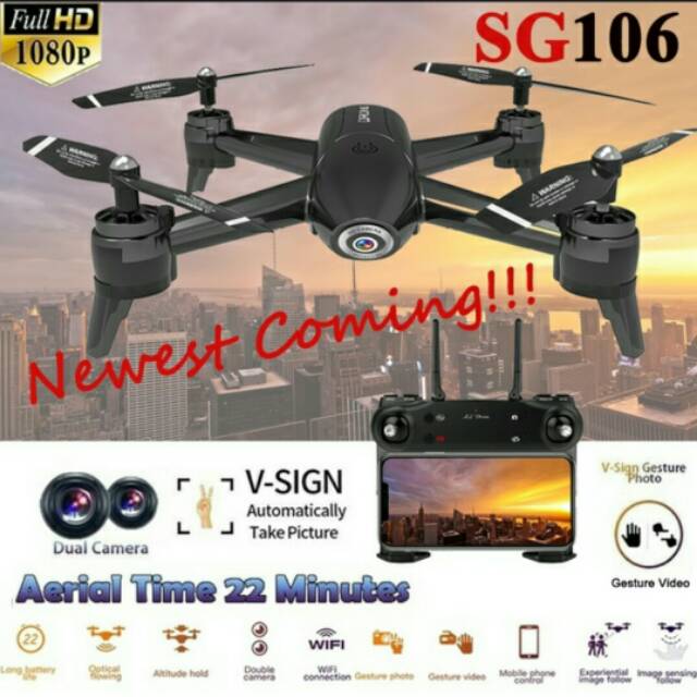 Drone SG106 Optical flow, HD Camera 1080p 5mp, Terbang max.22 menit.