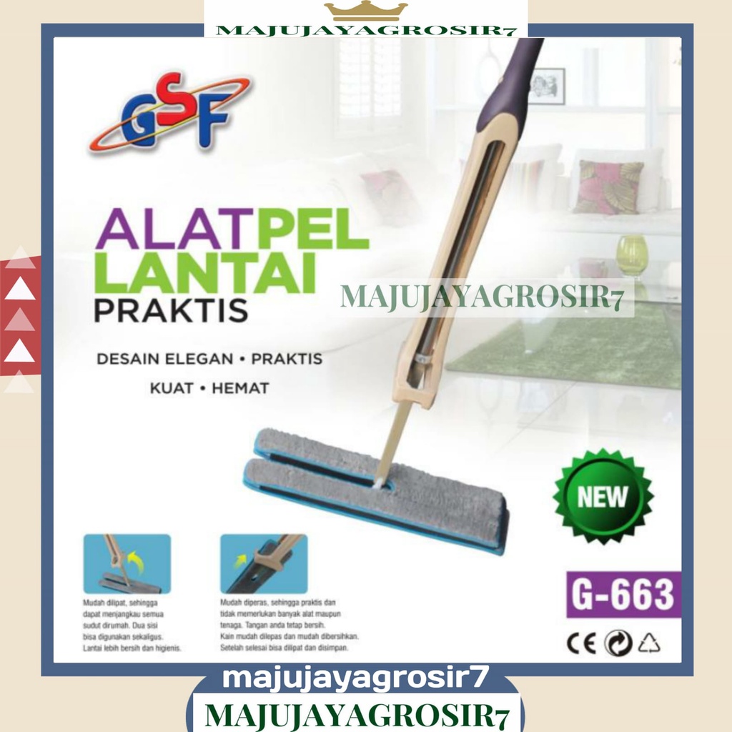 ALAT PEL LANTAI PRAKTIS GSF G-663 / ALAT PEL MAGIC MOP FLAT ROTARY DOUBLE SIDE GSF G-663 / ALAT PEL 