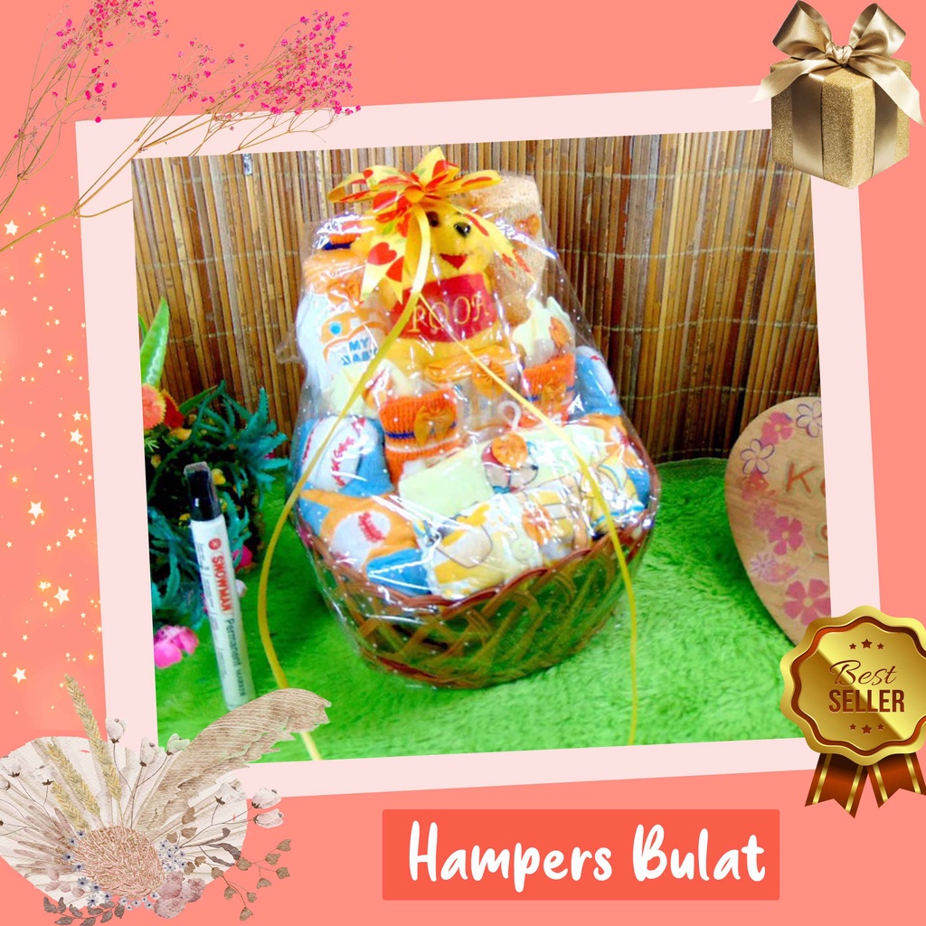kembarshop TERLARIS paket kado bayi kado lahiran-keranjang bulat ANEKA WARNA-3