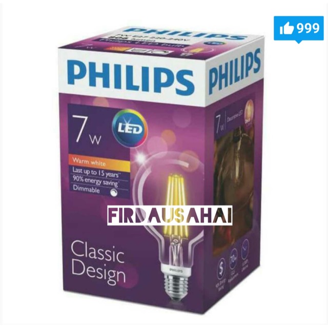PROMO Philips Classic Led Bulb 7-70Watt G93 Warm White lampu hemat Energy
