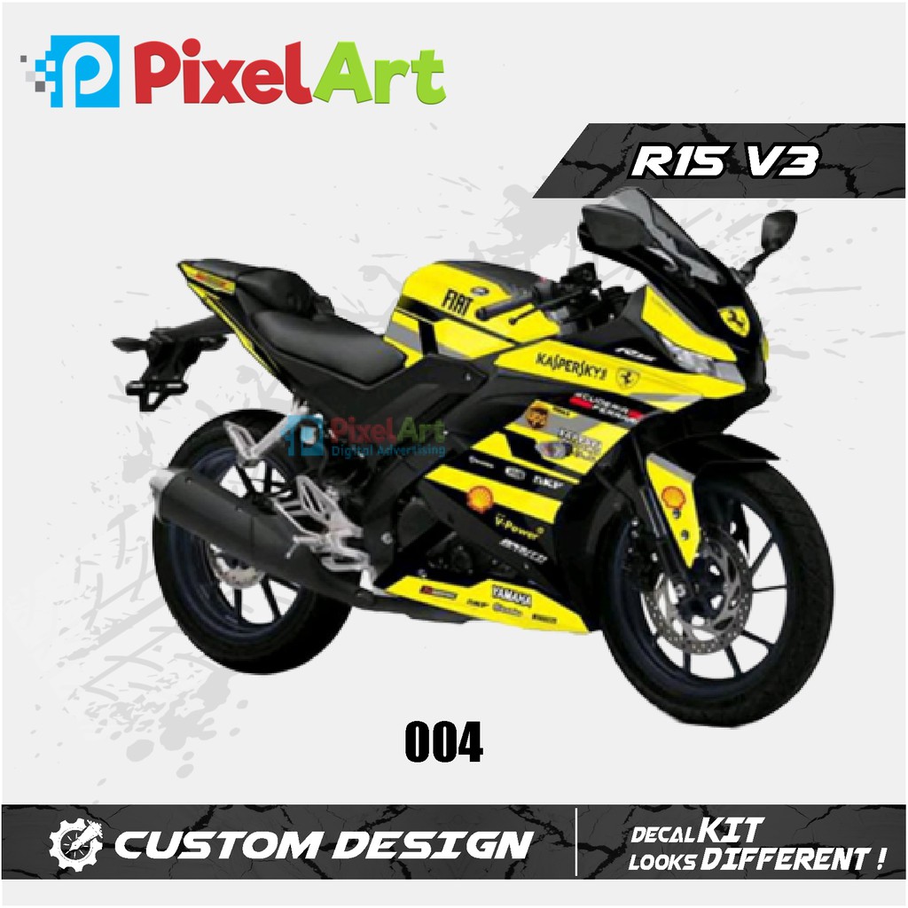 Sticker Decal Motor R15 Grafis Kuning Full Body Premium Shopee