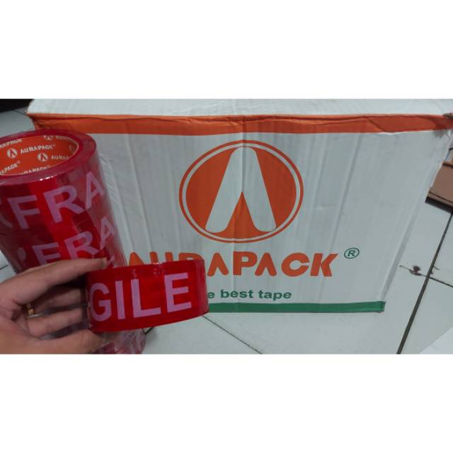 Lakban Fragile Merah Aurapack