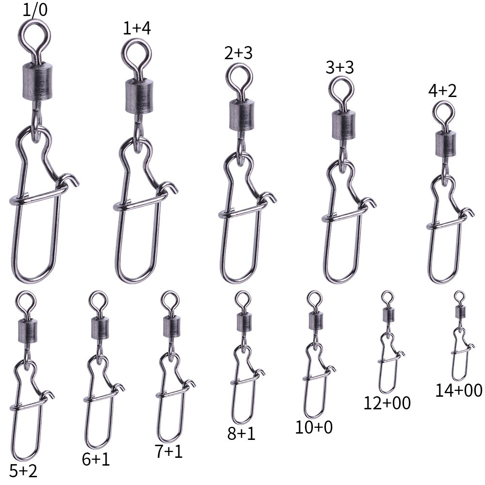 HENGJIA 50Pcs Kili-kili Pancing Rolling Swivel Bahan Stainless Steel