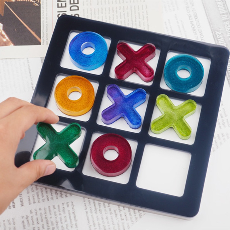 Siy Cetakan Resin Epoksi Bentuk Tic-Tac-Toe Bahan Silikon Untuk Kerajinan Tangan Diy