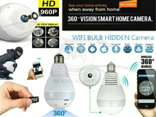 CCTV WIFI IP CAM BOHLAM.LAMPU LED 360&quot; untuk penyamaran