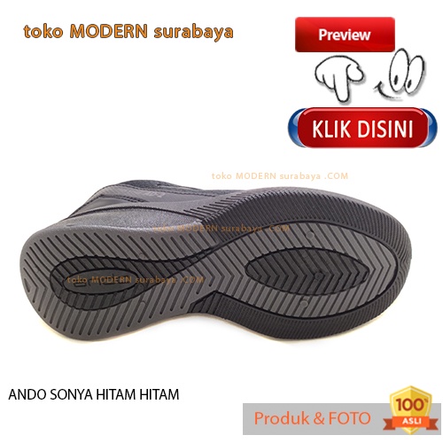 Sepatu anak sekolah sepatu sneakers tali ANDO SONYA HITAM HITAM